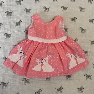 Baby girl pink bunny dress size 3-6 months EUC